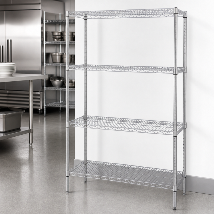 Product image #3 for 24" W x 21" D x 54" H Stationary 4-Shelf Wire Shelving Starter Kit, 304 Stainless Steel