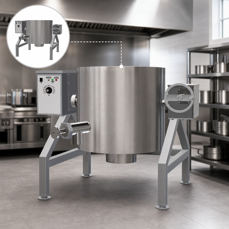 Product image #3 for AccuTemp Edge Series 40 Gallon Gas Tilting Steam Kettle, 2/3 Jacketed, 316 Stainless Steel Liner
