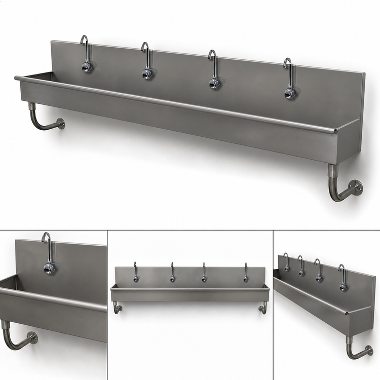 Product image #3 for Advance Tabco 80-Inch 4-Station Wall-Mounted ADA Multiwash Hand Sink with 4 Electronic Faucets
