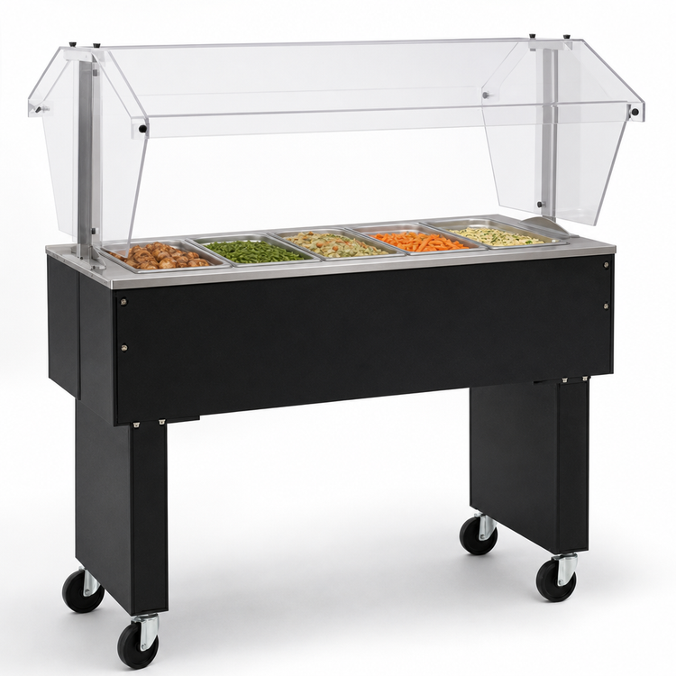 Product image #3 for Eagle Service Mate Deluxe 48-Inch Portable Buffet Solid Top Utility Station with Double-Sided Sneeze Guard