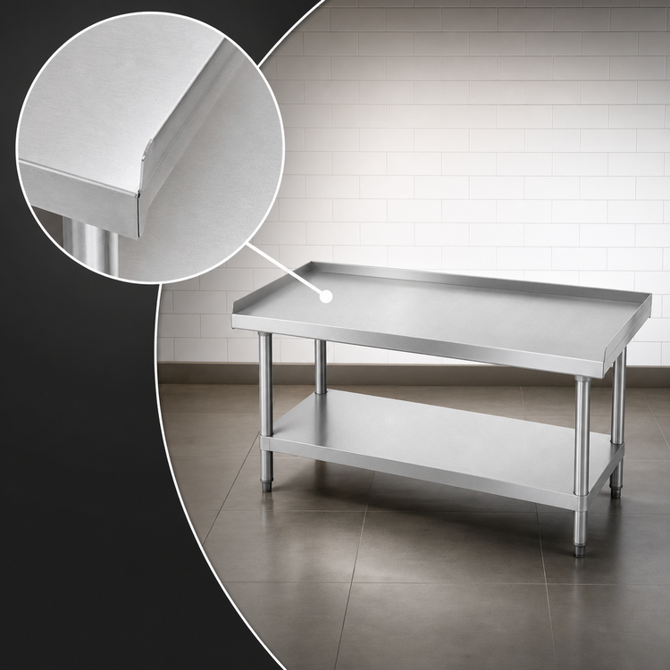 Product image #3 for Advance Tabco Special Value Series Stainless Steel Equipment Stand with Adjustable Undershelf, 72" W x 30" D x 25" H