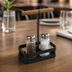 Thumbnail image #3 for American Metalcraft Iron & Oar Collection 2-Compartment Black Iron Shaker Rack with Wood Handle