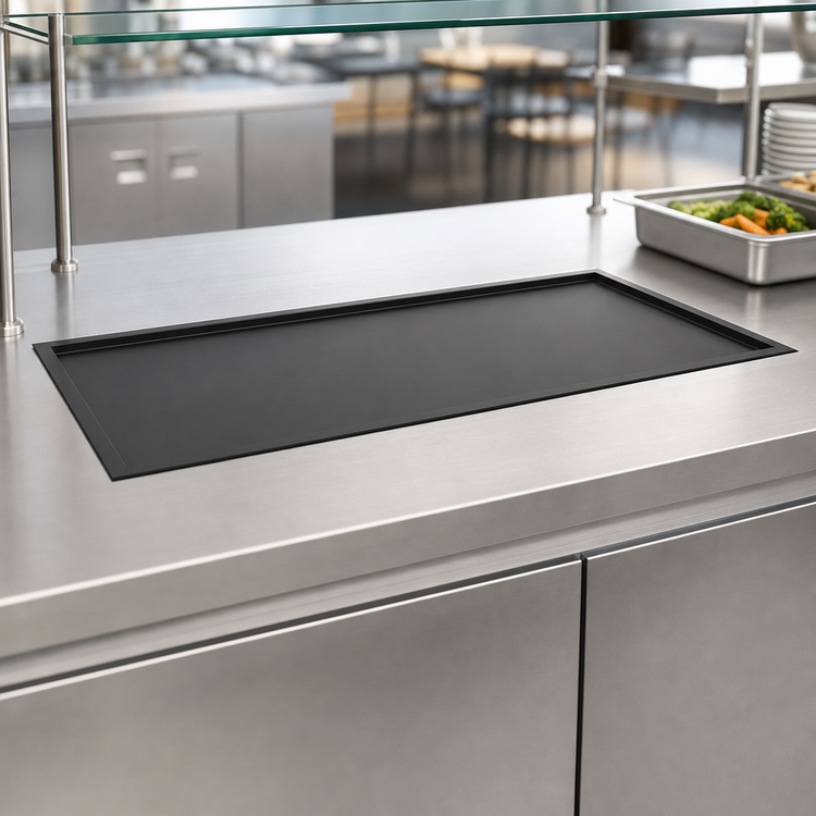 Product image #3 for Vollrath 26-Inch Recessed Drop-In Heated Shelf with Dual Warming Zones, Black Aluminum Hardcoat, 120V