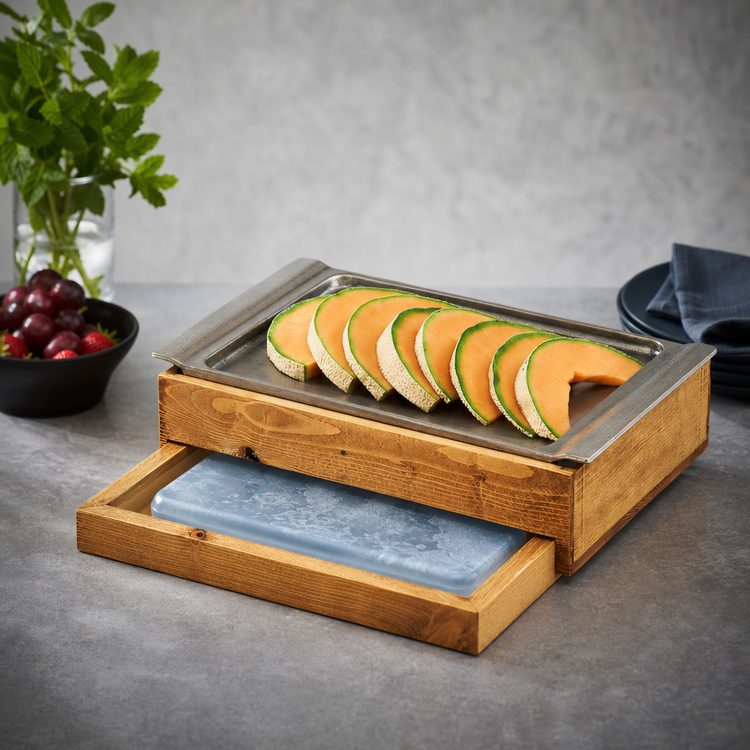 Product image #3 for Madera Rectangular Cold Concept Base with Cold Pack and Liner, Rustic Pine