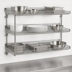 Thumbnail image #3 for Eagle Group QuadTruss S3-3B-SSW1848C 3-Tier Wall-Mounted Wire Shelf Kit, 48W x 18D, Chrome