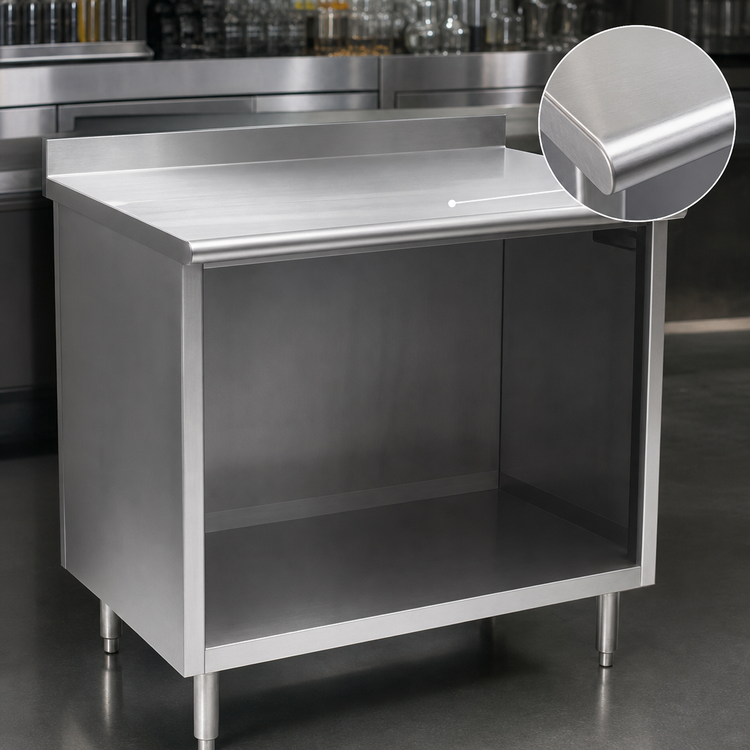 Product image #3 for Spec-Master 48-Inch x 30-Inch Stainless Steel Underbar Work Table with Cabinet Base and Open Front