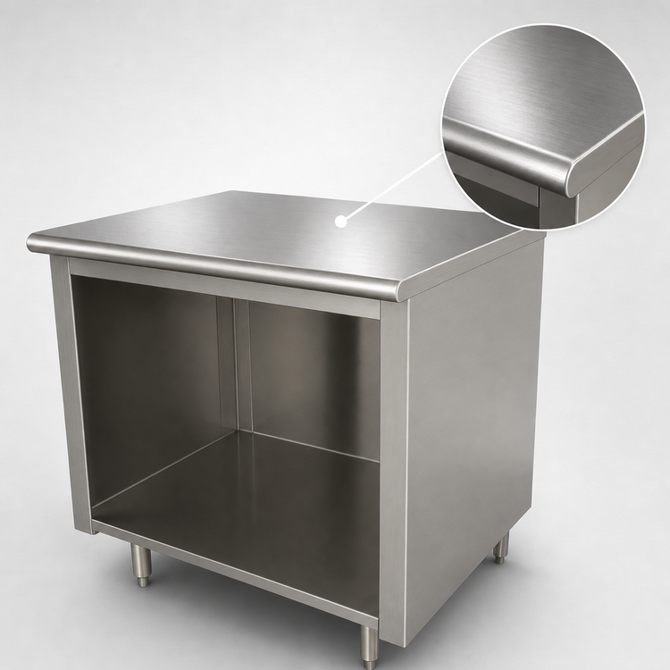 Product image #3 for Advance Tabco 36-Inch x 36-Inch Stainless Steel Work Table with Open Front Cabinet Base