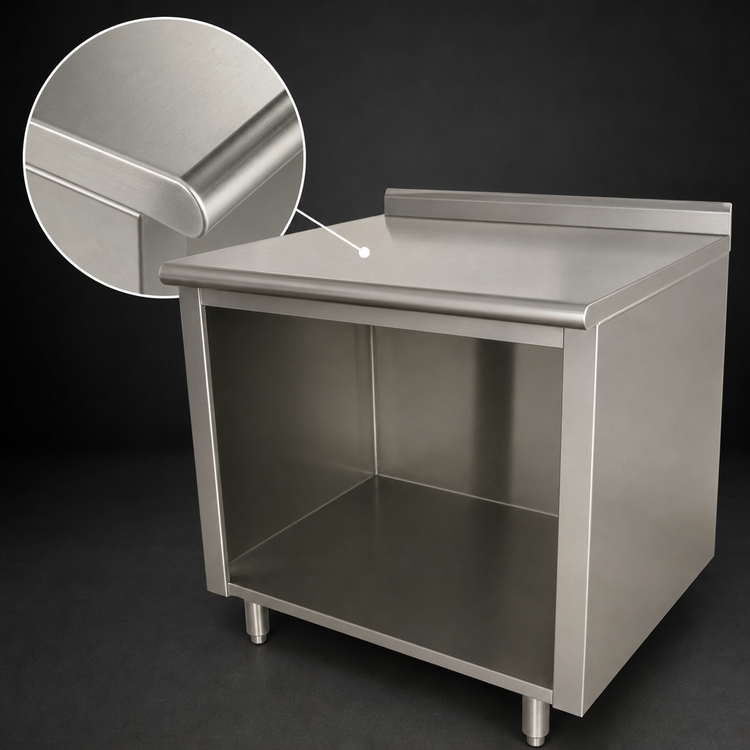 Product image #3 for Advance Tabco 36" x 36" Open Front Cabinet Base Work Table with 14-Gauge 304 Stainless Steel Top