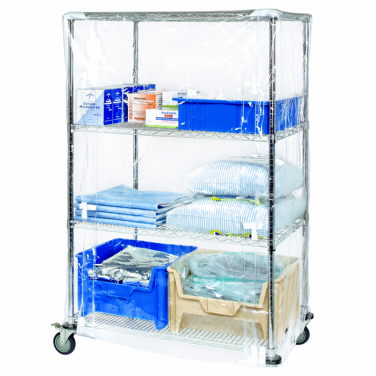 Product image #3 for Quantum Wire Cart Cover for 18 x 36 x 74 Inch Wire Carts, 10-Gauge Clear Vinyl with Zipper Flap