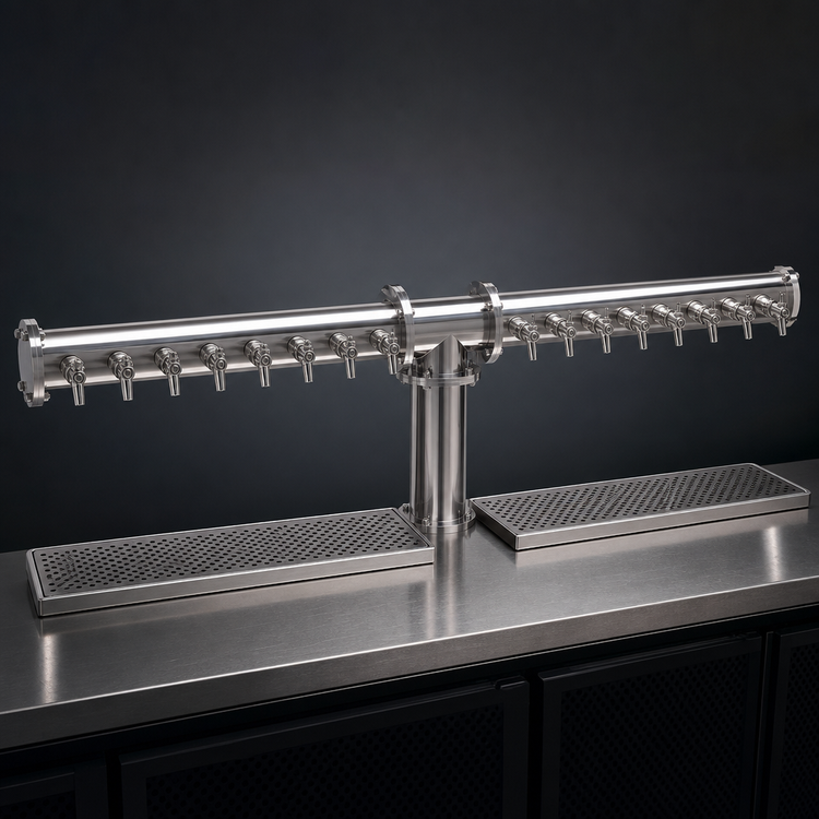 Product image #3 for Glastender Pipe Tee 16-Faucet Countertop Glycol-Cooled Draft Dispensing Tower