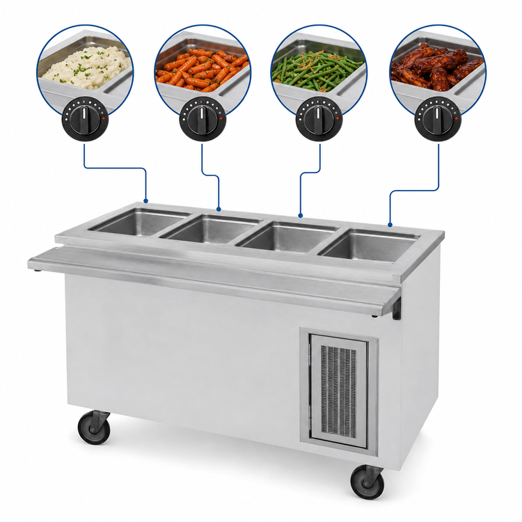 Product image #3 for Randell 60-Inch Electric Mobile Hot Food Table with 4 Wells and Heated Storage Base
