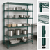 Thumbnail image #3 for Redi-Pak 5-Tier Stationary Wire Shelving Unit, 60 x 24 x 74 Inches, Green Epoxy Finish