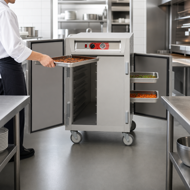 Product image #3 for Metro C5 6 Series Mobile Half-Height Pass-Thru Heated Holding Cabinet with Solid Doors, 17 Full-Size Sheet Pan Capacity, 120V