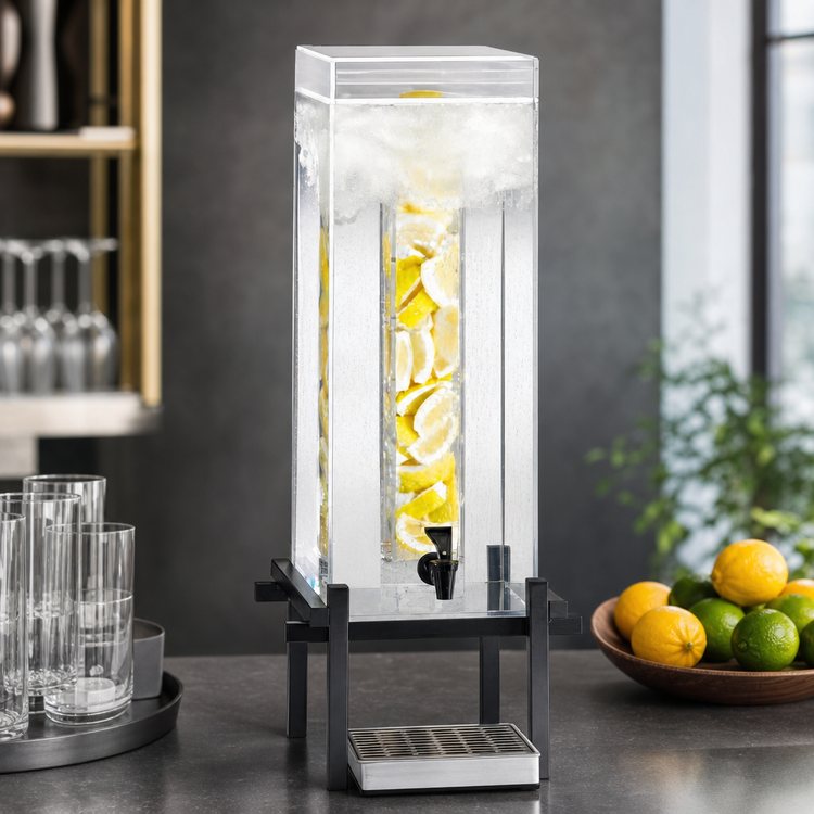Product image #3 for Cal-Mil One by One 5-Gallon Acrylic Infusion Beverage Dispenser with Drip Tray, Silver