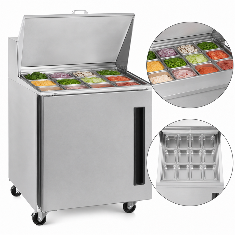 Product image #3 for Centerline by Traulsen CLPT-2712-SD-R 27-Inch One-Section Mega Top Prep Table Refrigerator with Solid Right-Hinged Door
