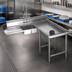 Thumbnail image #3 for Spec-Master Island Design Soiled Dishtable with 20 x 20 x 5 Pre-Rinse Sink, Right-Hand, 96-Inch Machine-to-Corner x 60-Inch Corner-to-End, 14/304 Stainless Steel