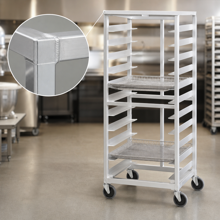 Product image #3 for Channel Manufacturing 486DD Mobile Aluminum Donut Basket Rack, End Load, 13 Levels, 5-Inch Swivel Casters