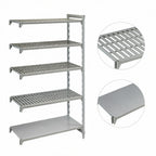 Thumbnail image #4 for Cambro Camshelving® Premium CPA243684VS5PKG 5-Shelf Vented & Solid Add-On Polymer Shelving Unit, 36"W x 24"D x 84"H