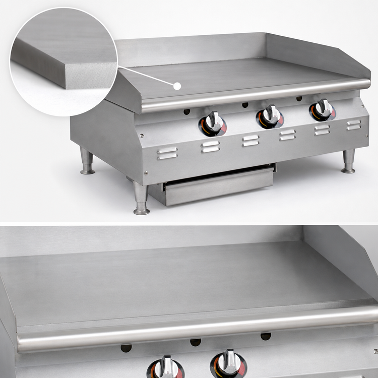 Product image #3 for RedHots Chef's Line 24-Inch Countertop Natural Gas Griddle with 3/4-Inch Smooth Steel Plate