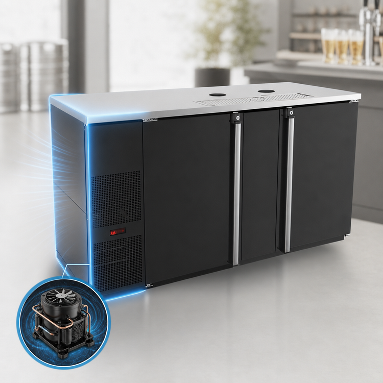 Product image #3 for Pro-Line E-Series Two-Section Draft Beer Cooler, 28 Cu. Ft., 69-1/2 Inch, Self-Contained Refrigeration