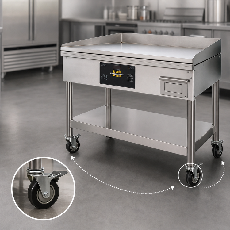 Product image #3 for AccuSteam Electric Floor Model Griddle with Stand and Casters, 36 x 30-Inch Stainless Steel Cooking Surface