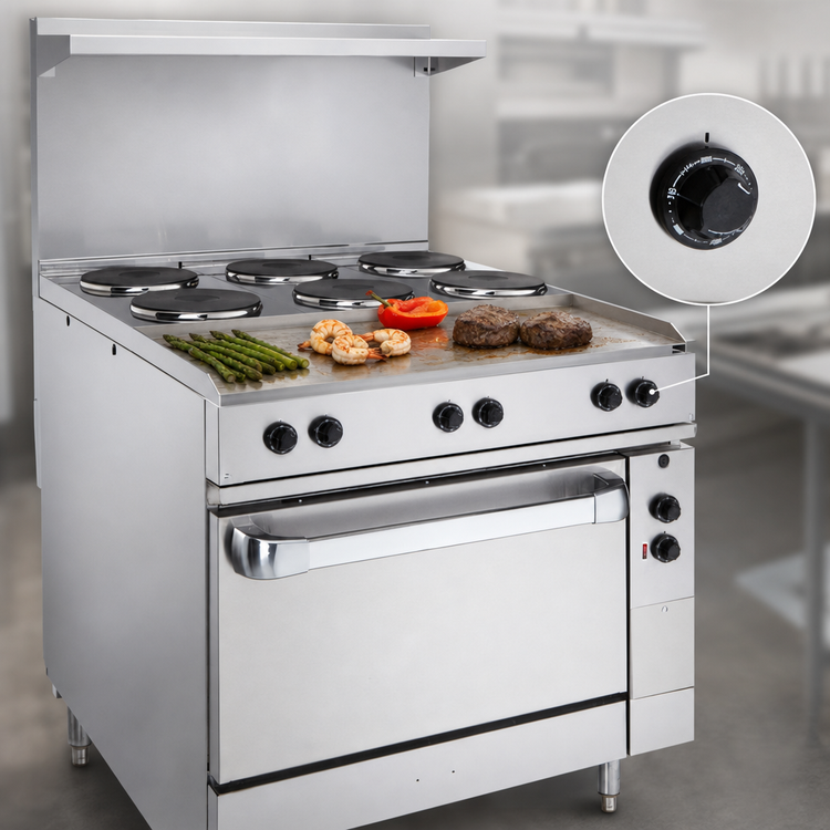 Product image #4 for Vulcan 36-Inch 240V Electric Restaurant Range with Thermostatic Griddle and Oversized Oven