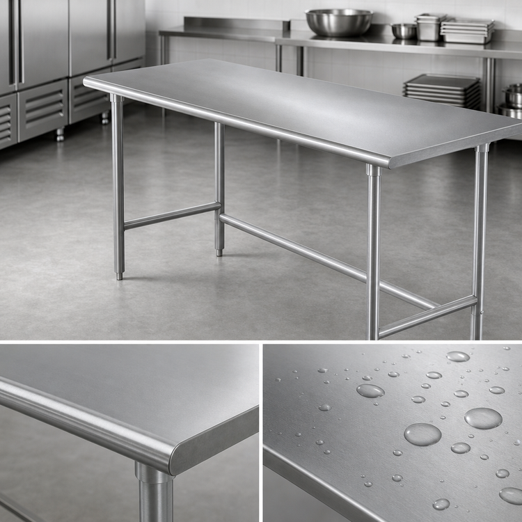 Product image #3 for Advance Tabco 120" x 36" Flat Top Stainless Steel Work Table, Galvanized Open Base