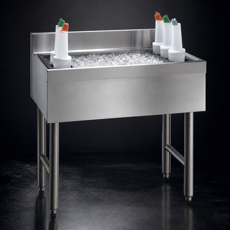 Product image #3 for Advance Tabco Special Value Series 30-Inch Stainless Steel Underbar Cocktail Unit with 12-Inch Deep Ice Bin and 7-Circuit Cold Plate