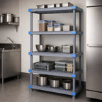 Thumbnail image #3 for Quantum Millenia QP216074VS-5 60"W x 21"D x 74"H Gray Polymer 5-Shelf Stationary Starter Shelving Unit with Dunnage Stand