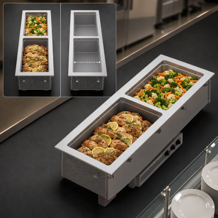 Product image #3 for Vollrath Short-Side Marine-Grade Drop-In Hot Well, 2-Pan, Infinite Controls, 208-240V