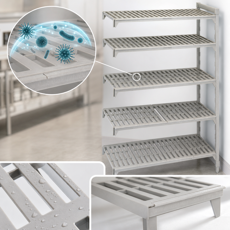Product image #4 for Cambro Camshelving Premium Stationary 5-Shelf Vented Add-On Shelving Unit, 24 x 60 x 64 Inches, Speckled Gray
