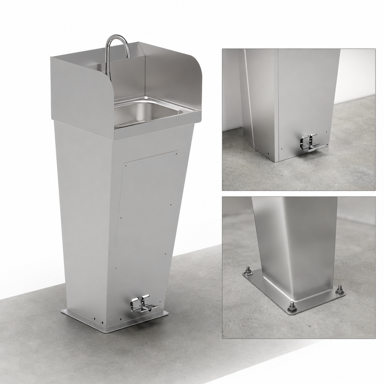 Product image #3 for John Boos Pro-Bowl Floor Mount Hand Wash Sink with Tapered Pedestal, 14 x 10-Inch Bowl