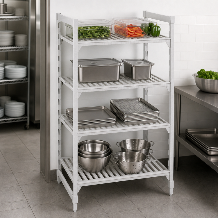 Product image #4 for Cambro Camshelving Premium 4-Tier Stationary Starter Unit, 21 x 60 x 84 Inches, Vented Polypropylene Shelves