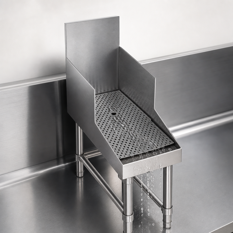 Product image #3 for Spec-Bar Freestanding Recessed Stainless Steel Workboard with Perforated Insert and Drain, 30 x 24 Inches