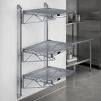 Thumbnail image #3 for Quantum WC54-CB1854GY Wall-Mounted Cantilever Starter Unit with 3 Wire Shelves, Gray Epoxy Antimicrobial Finish