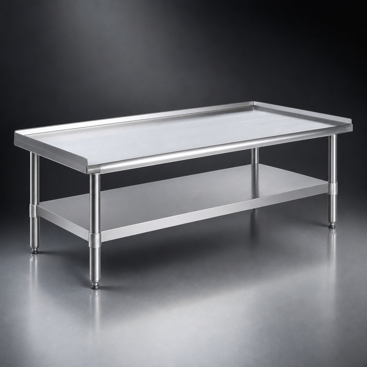 Product image #3 for Eagle Group 96-3/8 Inch Stainless Steel Griddle/Equipment Stand with Open Base and Adjustable Undershelf