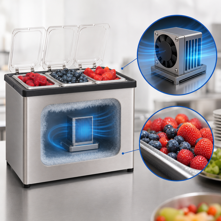 Product image #3 for Nemco Countertop Cold Condiment Chiller with 2 1/6 Size Stainless Steel Pans and Clear Hinged Lids