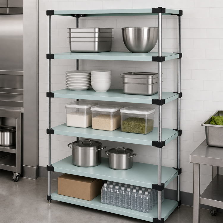 Product image #3 for Quantum 42-Inch x 24-Inch x 54-Inch 304 Stainless Steel Solid Shelving Starter Kit