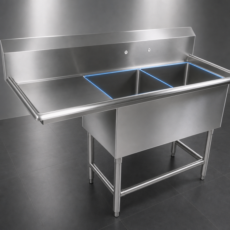 Product image #3 for John Boos Pro-Bowl 2-Compartment Sink with Left Drainboard, 76-3/16 Inch Wide