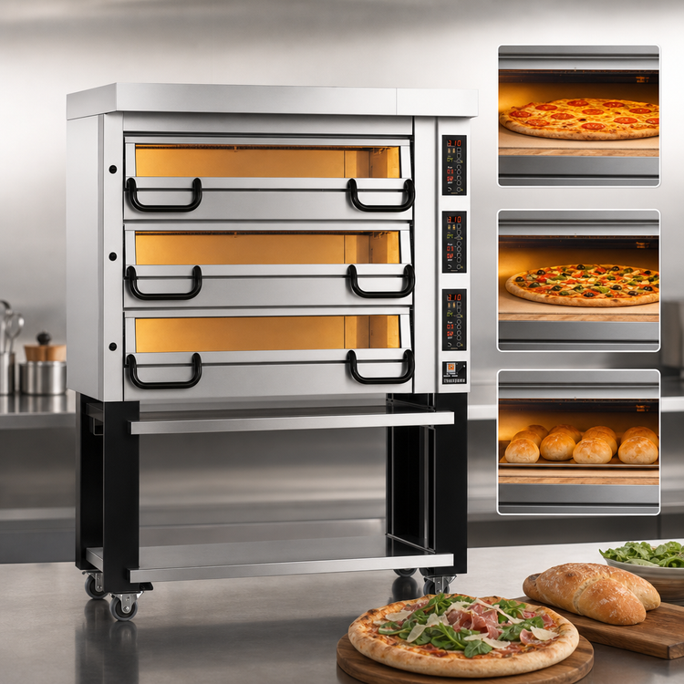 Product image #3 for PizzaMaster PM 933ED Triple-Deck Electric Pizza Oven with Ceramic Clay Stones