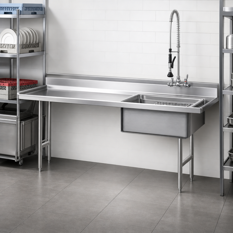 Product image #3 for Spec-Master Straight Soiled Dishtable with Pre-Rinse Sink, 96 Inch x 30 Inch, Left-to-Right Operation