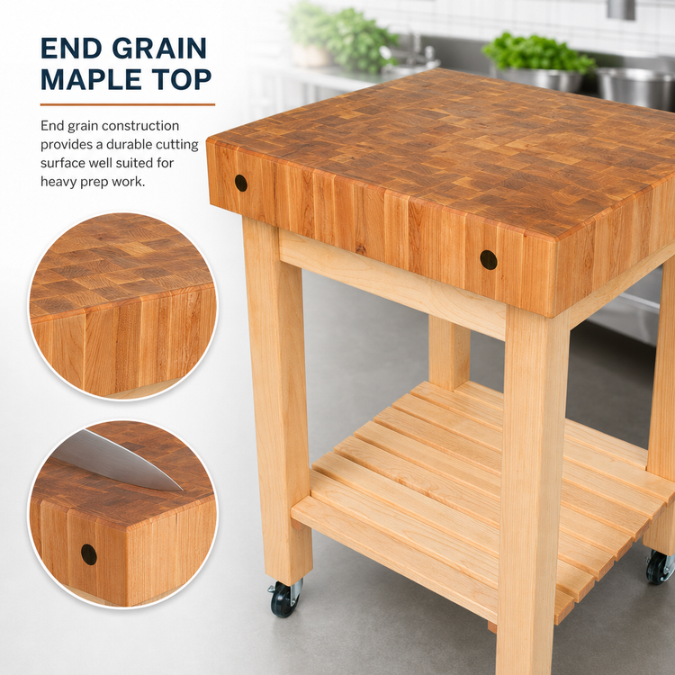Product image #3 for John Boos Boos Block Gourmet Butcher Block Work Table with End Grain Maple Top, 24 x 24 x 36 Inches, Oil Finish
