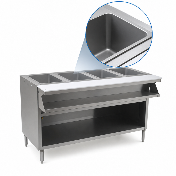Product image #3 for Spec-Master 4-Well Sealed Well Electric Hot Food Table with Open Front, 63-1/2 Inch Wide