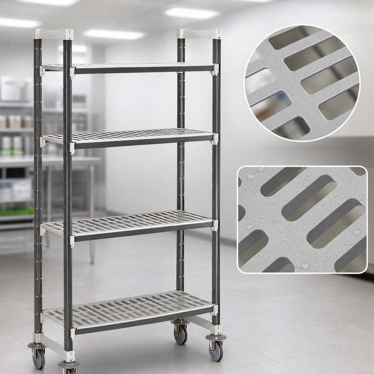 Product image #3 for Camshelving Elements XTRA 24" x 48" x 70-1/4" High Density Mobile Starter Unit, 4-Tier Vented Polymer Shelving