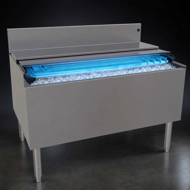Product image #3 for Glastender Extra Deep 42-Inch W x 24-Inch D Underbar Ice Bin with 10-Circuit Cold Plate