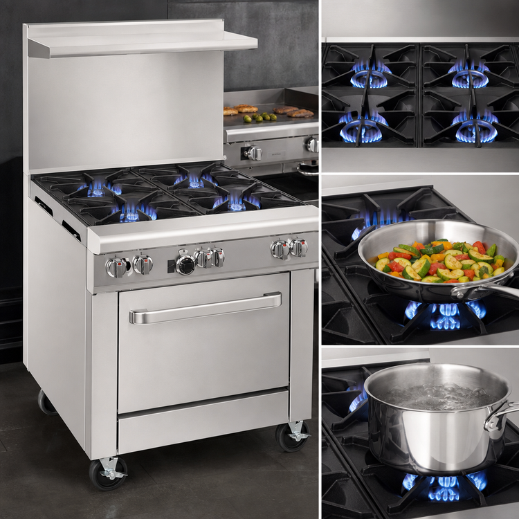 Product image #3 for Southbend Ultimate 36-Inch Commercial Gas Restaurant Range with 4 Open Burners, 12-Inch Griddle and Cabinet Base