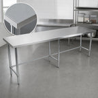 Thumbnail image #3 for BK Resources SVTOB-8430 84-Inch x 30-Inch Open-Base Stainless Steel Work Table, 18-Gauge 430 Top, Flat Top, Adjustable Feet