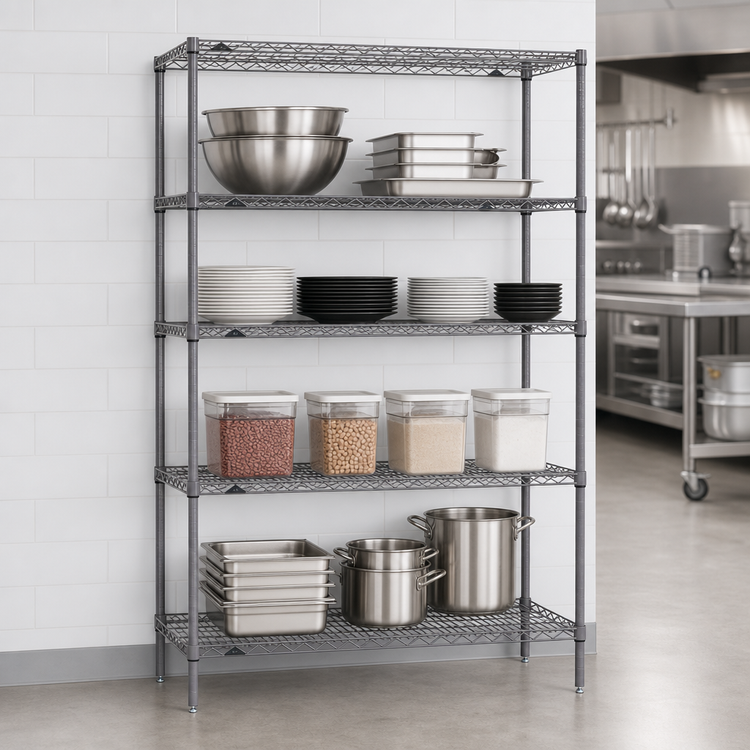 Product image #3 for Metro Super Erecta Stationary Starter Wire Shelving Unit, 48W x 18D x 74H, 4 Shelves, Metroseal Gray Epoxy-Coated Finish with Microban