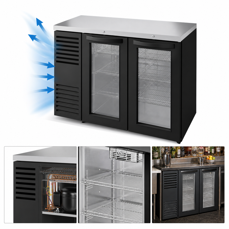 Product image #3 for True Premier Bar 48-Inch Two-Section Single Zone Refrigerated Back Bar Cooler with Locking Glass Doors