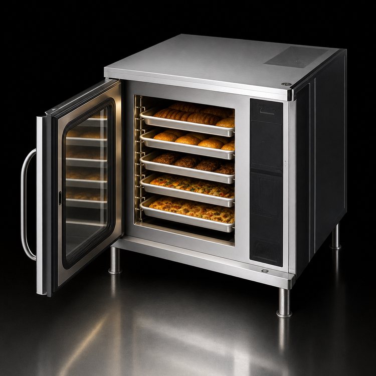 Product image #3 for Blodgett Premium Series Single-Deck Half-Size Electric Convection Oven, 5-Pan Capacity, Left-Hinged Glass Door